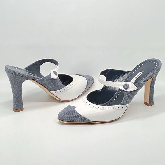 Manolo Blahnik Agathanu 90MM Brogue Mules size 38 - Picture 11 of 14